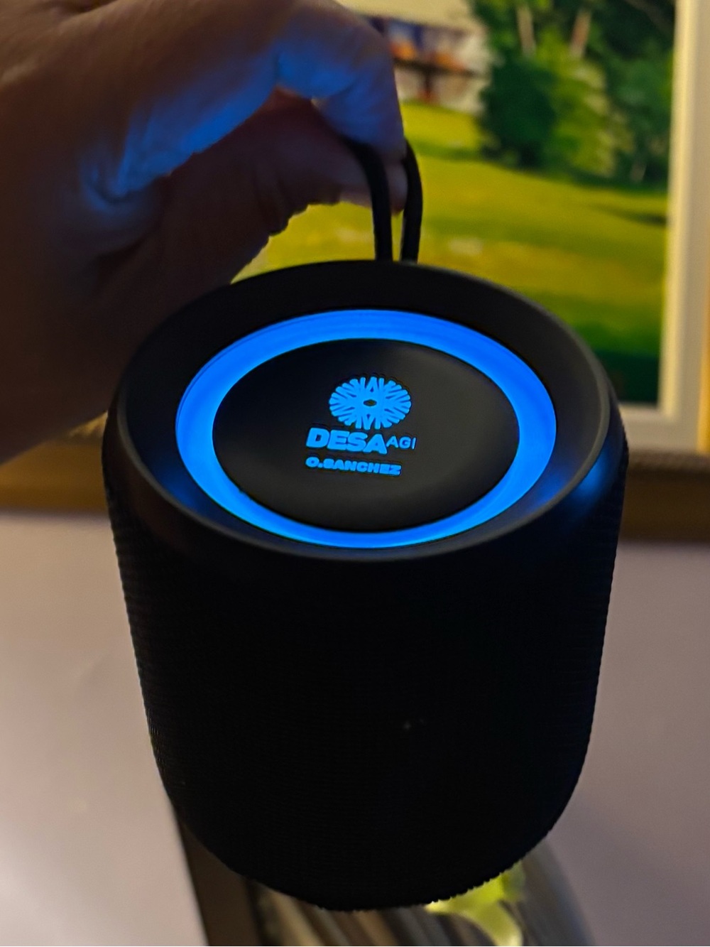 DESAAGI Portable Bluetooth Speaker - Black with Blue LED Ring